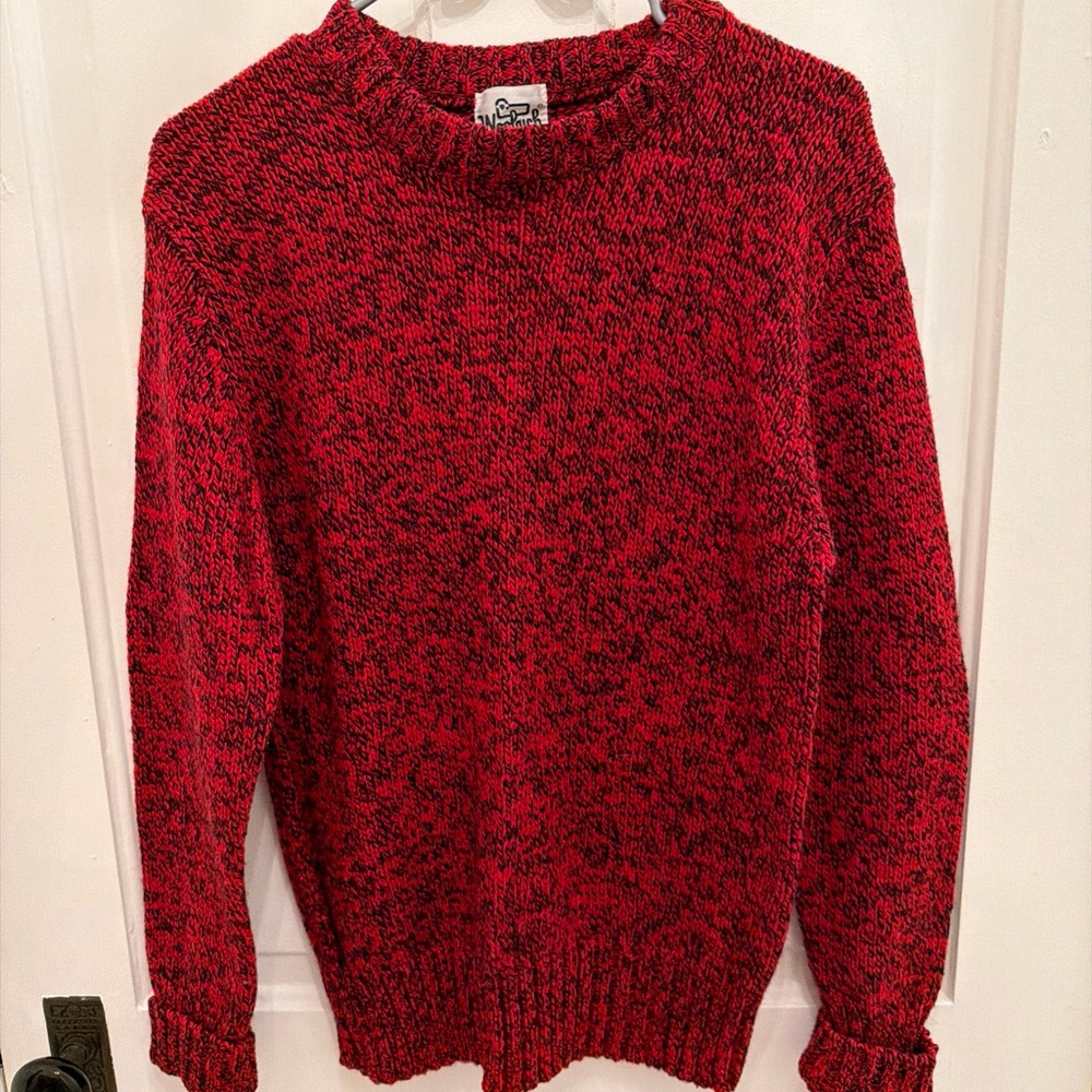 Vintage Woolrich Women's L Red Marled Wool Crewneck 1970’s Preppy Sweater